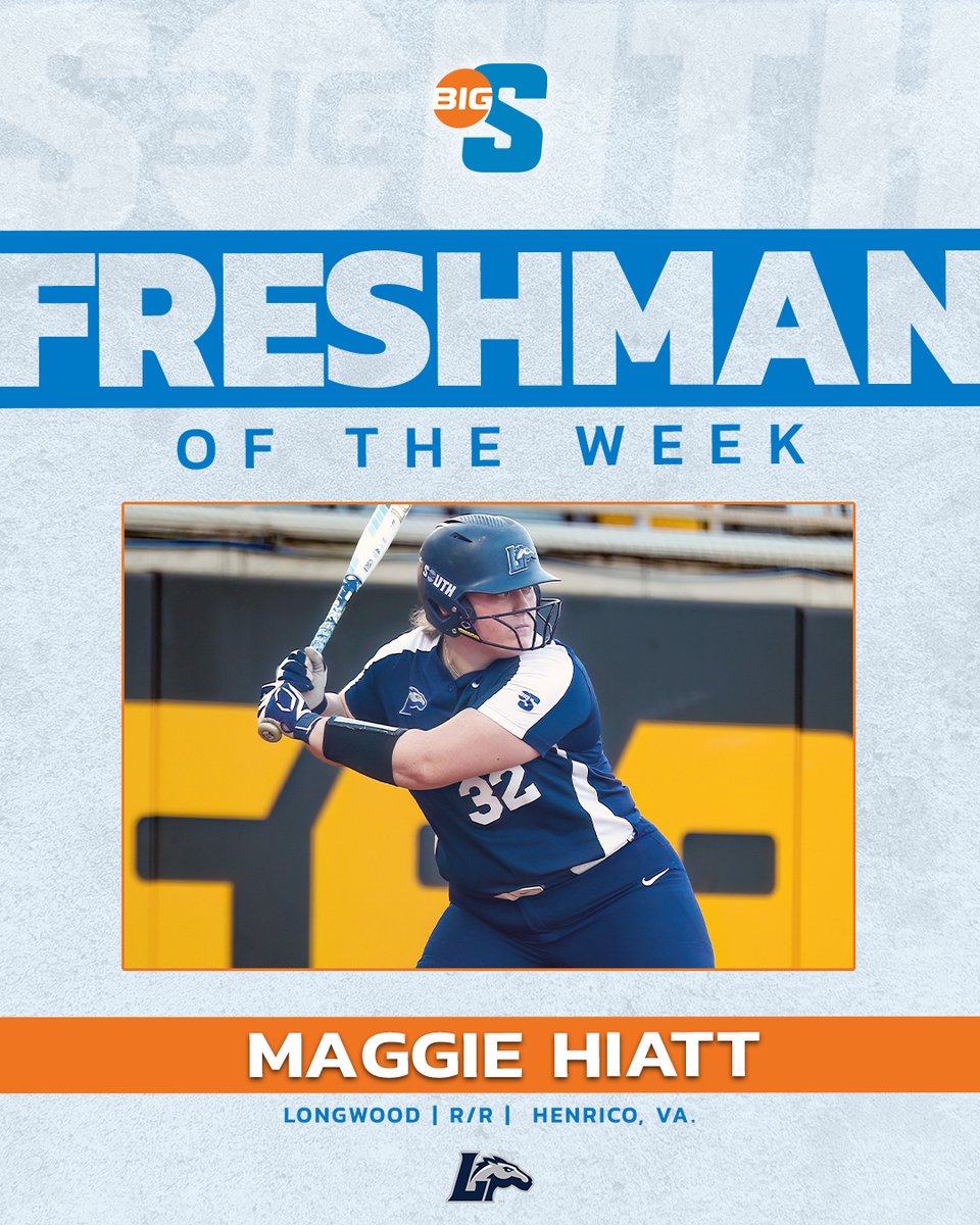 She batted .364 with two home runs, one double and six runs batted in to help Longwood to a Big South series sweep of Winthrop 🙌 @LongwoodSB's Maggie Hiatt is the #BigSouthSB Freshman of the Week!