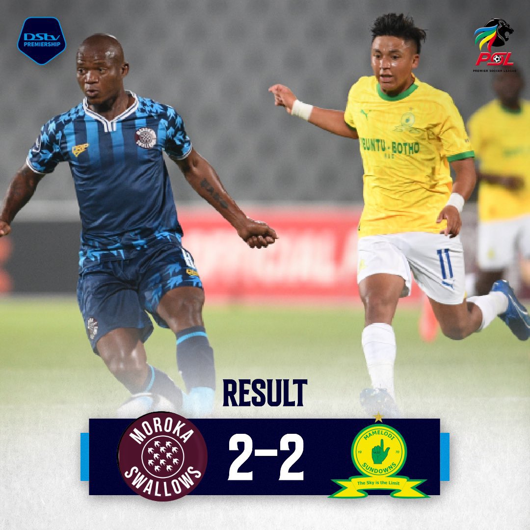 🔴UPDATE🔴 Mamelodi Sundowns FC and Moroka Swallows FC ended their match in a 2-2 stalemate in the DStv Premiership. #dstvprem