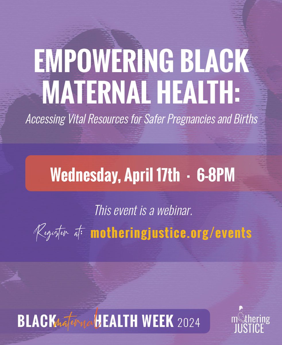 We’re wrapping up our #BMHW programming Wednesday with a webinar focused on accessing vital health resources both before and after birth. Register now at motheringjustice.org/events