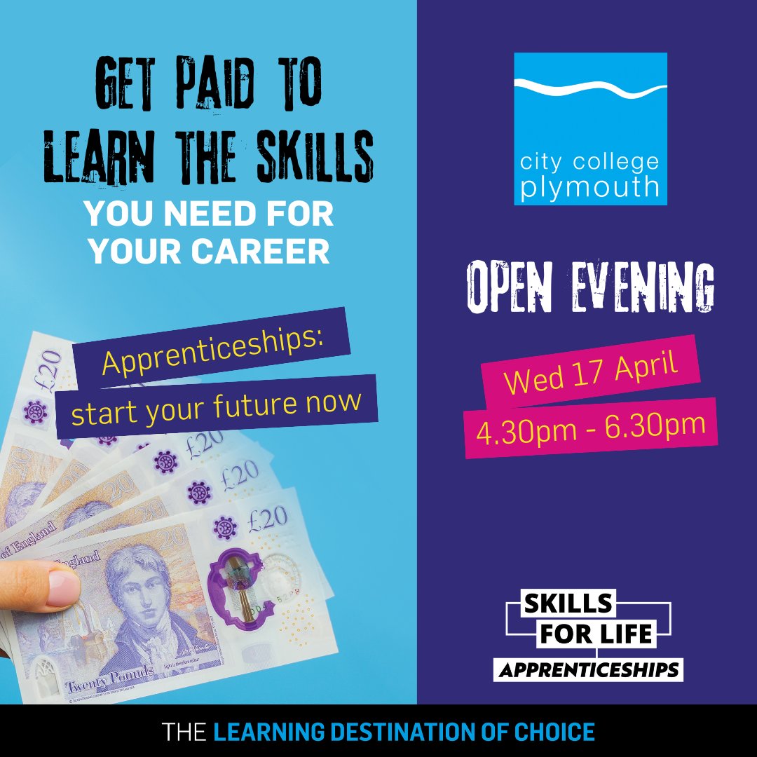Unsure about uni? 

Get a head start on your career with an Apprenticeship. 

Our Apprenticeships Open Evening on THIS WEDNESDAY is where it all begins. 

No debt, just skills, experience, and pay!

Sign up below 👇

bit.ly/3Q1X0DS

#Apprenticeships #OpenEvening