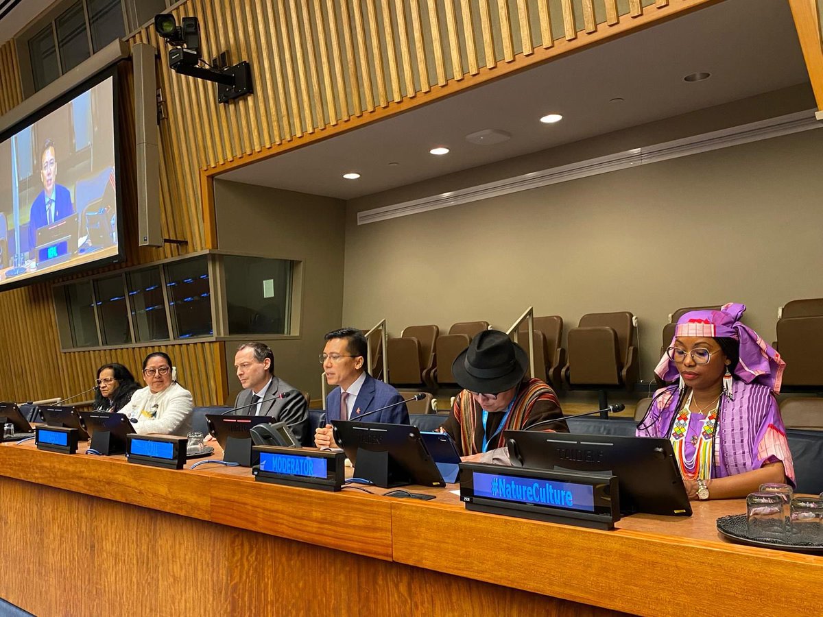 Speaking at the event organized by #UNESCO #SCBD in the margin of the 23PFII, Amb @LokThapa2071 stressed the need to provide indigenous community with modern knowledge/technology while keeping their wisdom, cultures & traditions alive that are critical to protecting biodiversity.