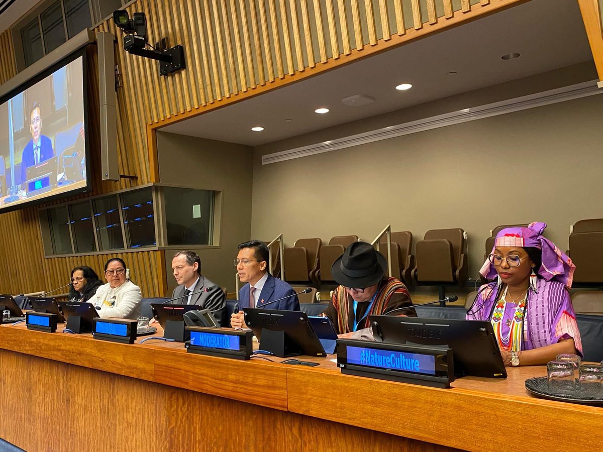 NepalUNNY's tweet image. Speaking at the event organized by #UNESCO #SCBD in the margin of the 23PFII, Amb @LokThapa2071 stressed the need to provide indigenous community with modern knowledge/technology while keeping their wisdom, cultures &amp;amp; traditions alive that are critical to protecting biodiversity.