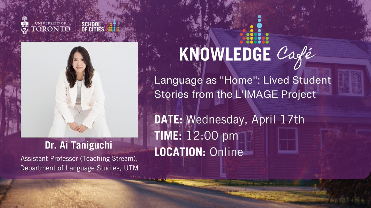 At this month’s Knowledge Café, @LinguistAiT (@UTM, Language Studies) discusses language as home and anchor; how comics can amplify voices; how public education of linguistics can help marginalized community members thrive. Join us on Apr. 17, 12 PM ET: schoolofcities.utoronto.ca/event/knowledg…