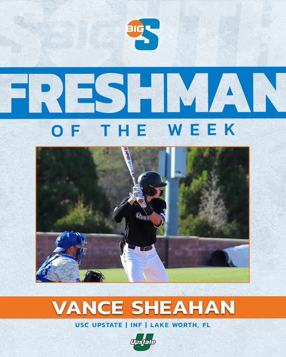 He batted .455 with 5⃣ hits, 3 RBI, 2 runs and a .625 OBP 💪 @UpstateBSB's Vance Sheahan is the #BigSouthBase Freshman of the Week!