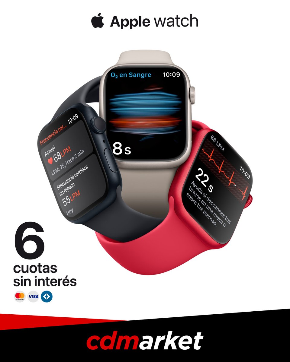CDMarket_ar's tweet photo. Disfruta de 🔥 6 CUOTAS SIN INTERÉS 🔥 al adquirir cualquier modelo de Apple Watch. 🍎⌚️ Descubre todos los modelos disponibles aquí ▶ https://t.co/qnlTU8lDko

¡No te pierdas esta oportunidad!
#AppleWatch #Promo #OfertaEspecial #cuotasimple https://t.co/4lqphW4Izc