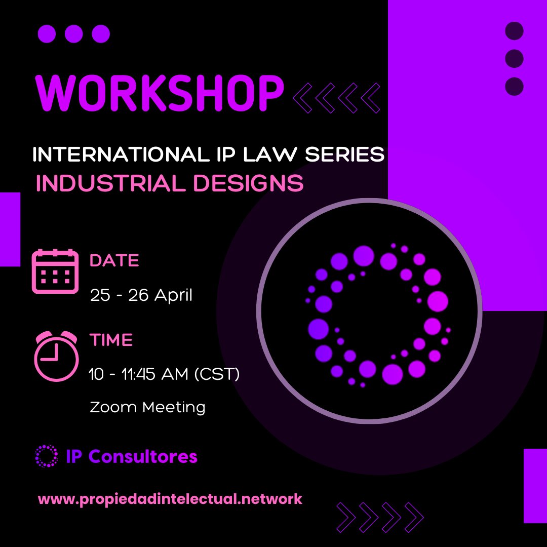 If you are a legal professional committed to promoting technological advancement and #innovation through #IP #Rights, please you could attend our 2nd Workshop on International #IPLaw Series.

🗓️ April 25 to 26, 2024. 
📱 10:00 - 11:45 am (CST)
✍️ Register👉cutt.ly/Bw7GBHxY