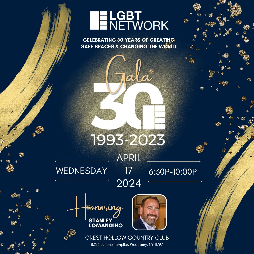 LGBT Network's 30th Anniversary GALA is this Wednesday, April 17! Please purchase your tickets and be a part of this fantastic night as we reflect and celebrate the LGBT Network's 30 years of service. RSVP by visiting LGBTNetwork.org/GALA. 🏳️‍🌈✨