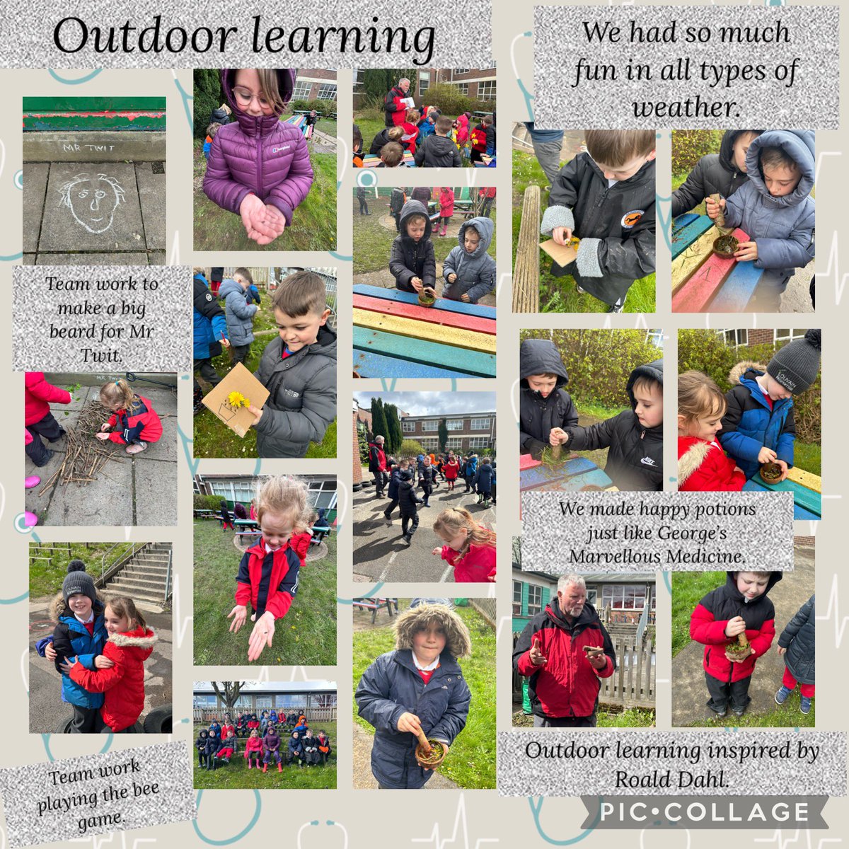 A fantastic outdoor learning session with Craig today. Amazing team work to complete activities inspired by Roald Dahl stories. @GlyncoedP #GPSREACH