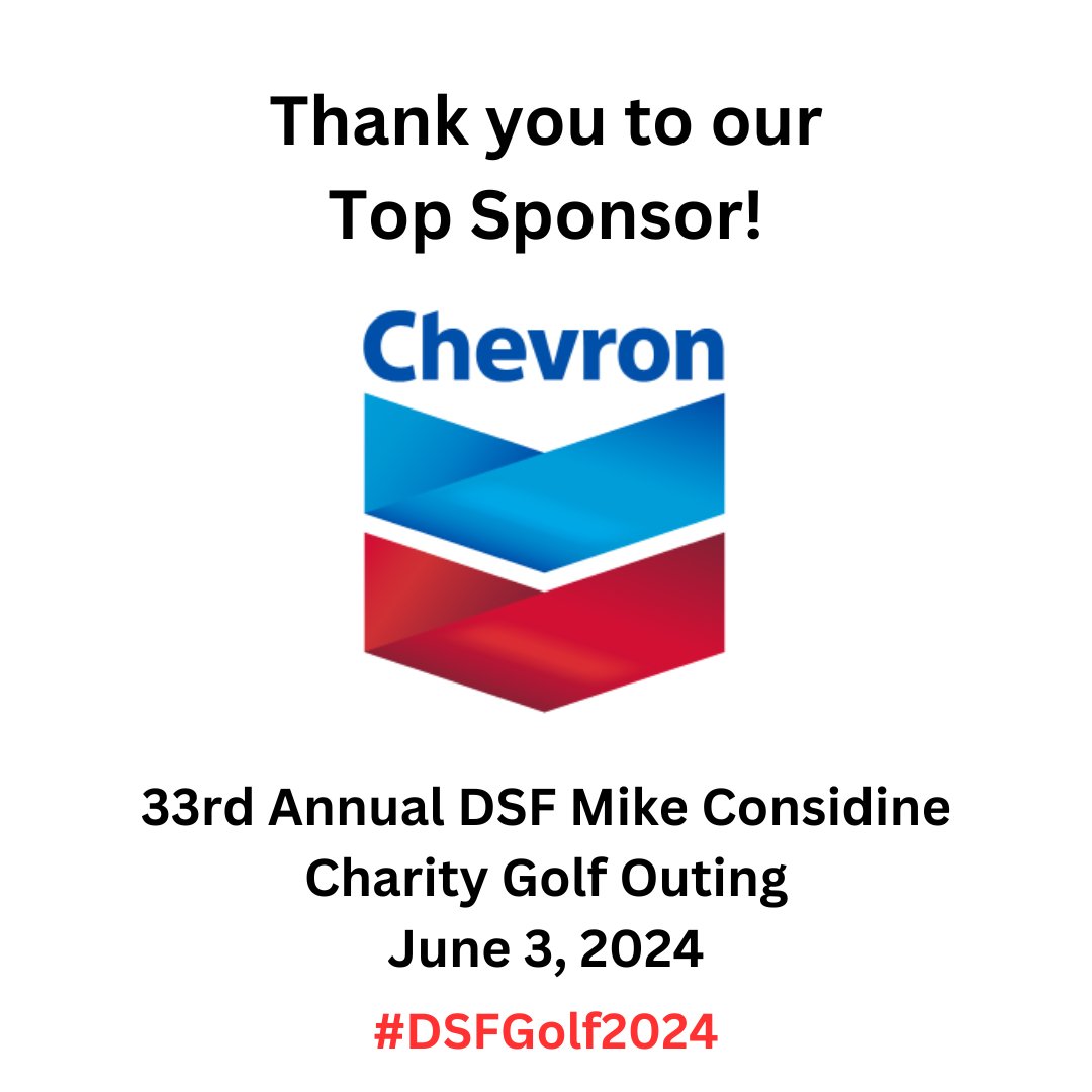 Thank you @Chevron for being our top #sponsor for  #DSFGolf2024! Your generosity again this year allows us to fulfill our mission of providing for those who keep American diplomacy safe. #thankful #charitablegiving #weloveoursponsors #golfforacause