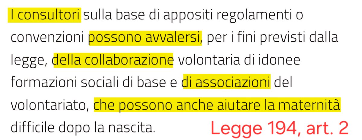 LE SOLITE BUFALE 🐮

L'emendamento al Pnrr di Fratelli d'Italia sulla possibilità di coinvolgere nei consultori associazioni di sostegno alla maternità - per aiutare le donne che NON vogliono abortire a trovare alternative - ricalca letteralmente quanto GIÀ PREVISTO dall'articolo
