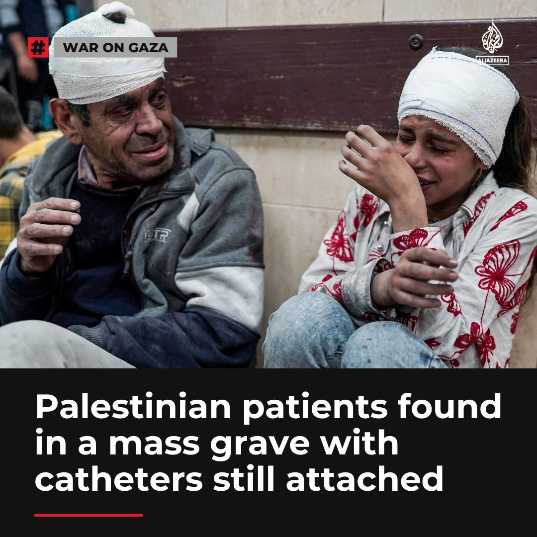 Medical staff inside al-Shifa Hospital were able to identify Palestinian patients who were executed by Israeli forces in March as they still had medical bandages and catheters attached to their bodies. 🔴 LIVE updates: aje.io/vuy4zl