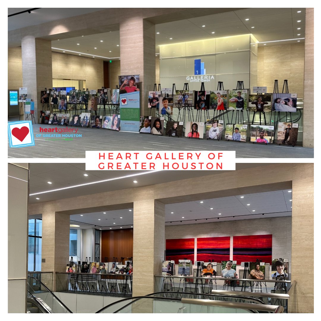📸 Exciting news! This week, our #HeartGalleryofGreaterHouston exhibit is on display in The Galleria Office Tower 1, featuring 45 amazing kiddos available for adoption! Thank you, #UnilevManagement, for allowing us the opportunity to shine a light on children in foster care. ❤