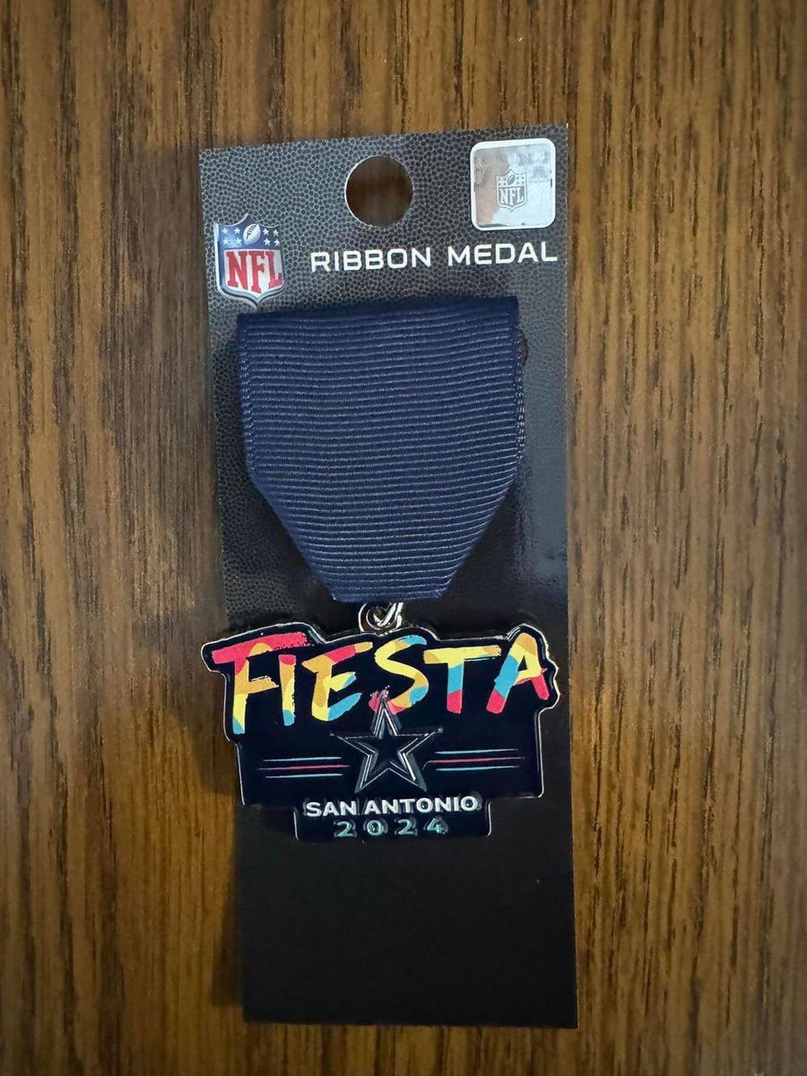 The 2024 #DallasCowboys #FiestaMedal is available for $14.99 at Dallas Cowboys Pro Shop locations at North Star Mall, Shops at Rivercenter, Ingram Park Mall and the new location at Huebner Oaks Shopping Center. $5 from each medal benefits The Salvation Army of San Antonio!