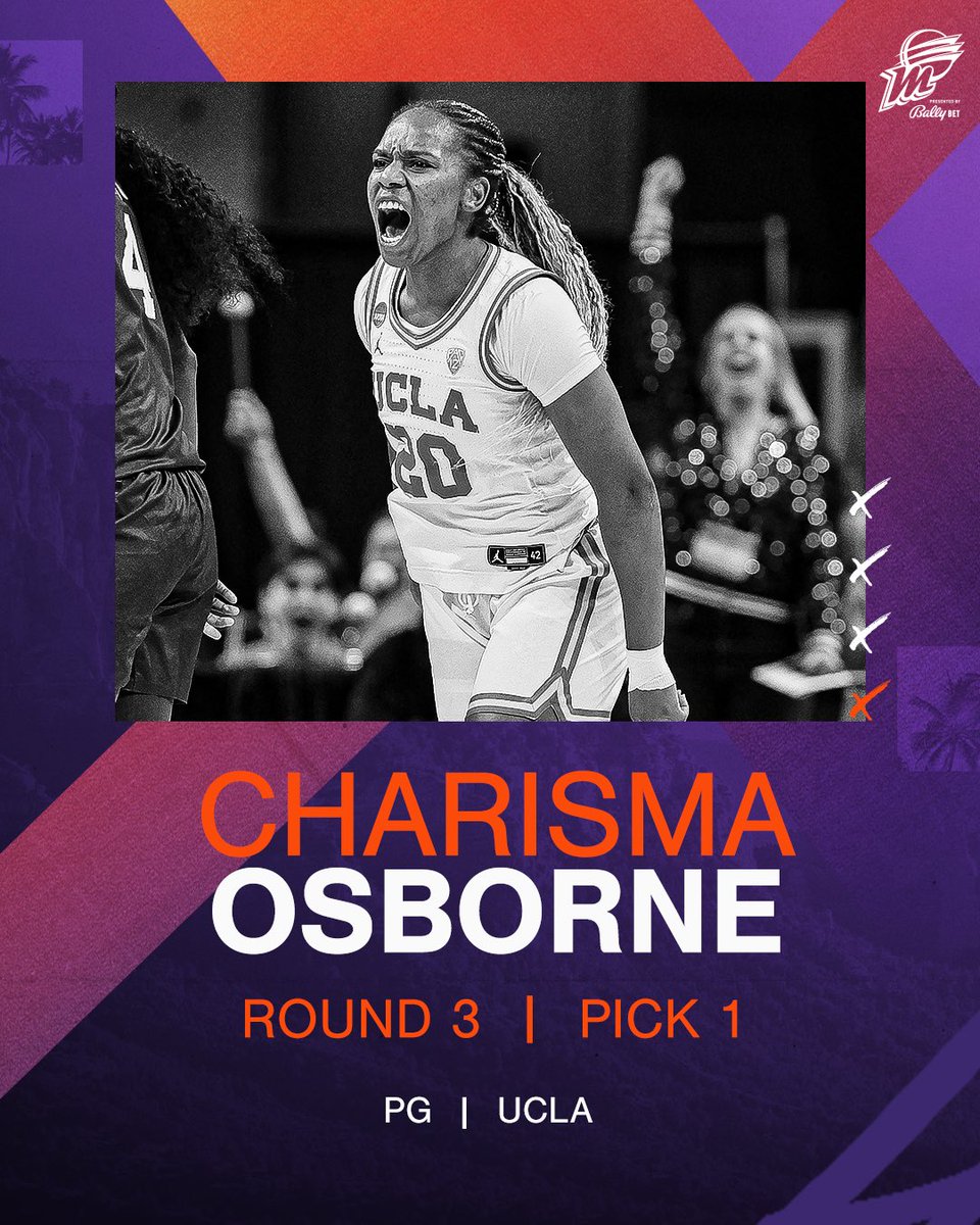 CAN WE GET AN 8-CLAP?! 🐻 With the 25th pick in the 2024 WNBA Draft, the Phoenix Mercury selects @CharismaOsborne from @UCLAWBB!