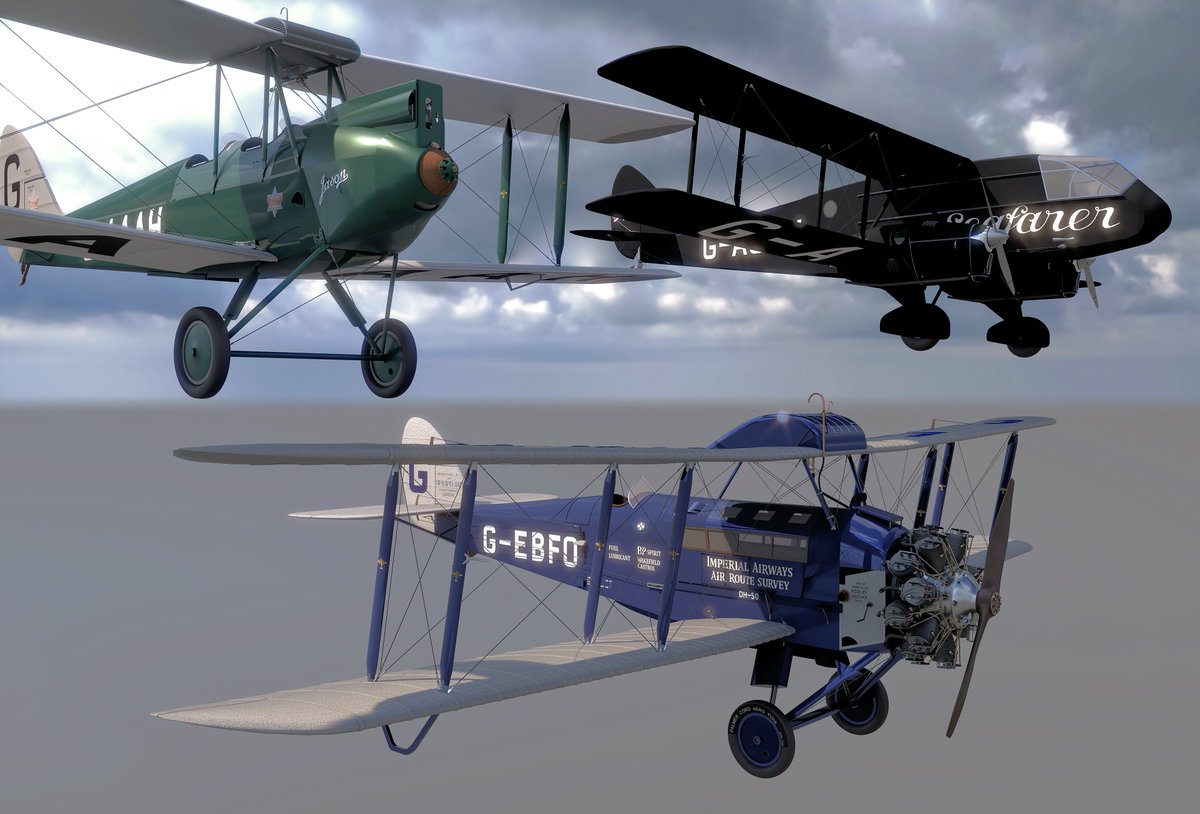 Three long distance flyers: Amy Johnson's de Havilland DH.60 Gipsy Moth G-AAAH 'Jason'. Amy and Jim Mollison's DH.84 Dragon G-ACCV 'Seafarer' Alan Cobham's DH.50J G-EBFO I should be able to add Amy Johnson's Puss Moth G-AAZV 'Jason II' to the group shortly.