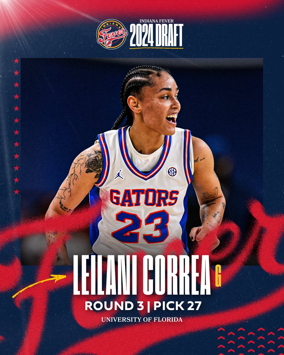 At No. 27 in the <a href="/WNBA/">WNBA</a> Draft, we select Leilani Correa out of University of Florida.

Welcome to Indiana, <a href="/leilani_anais/">Leilani Correa</a>.