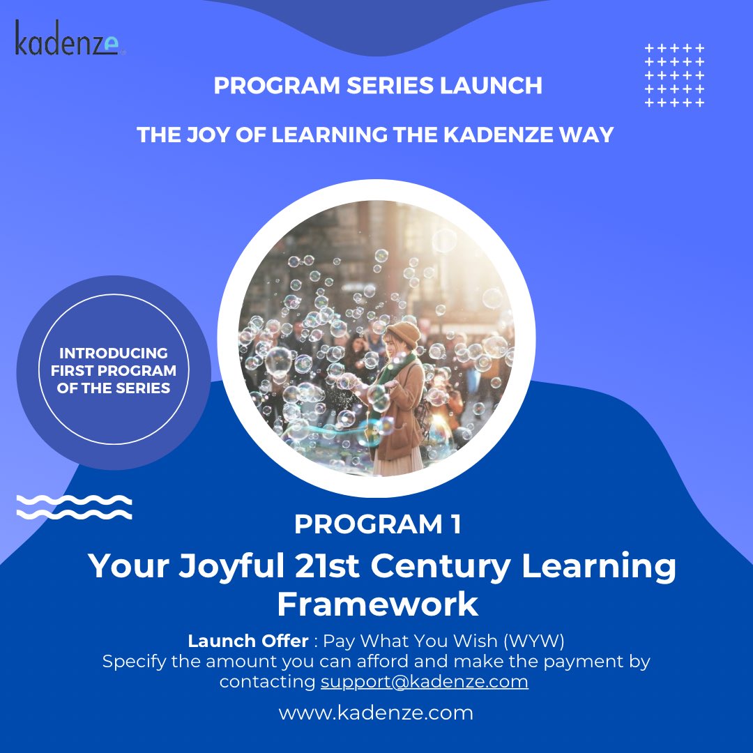 Exciting News! 🎉 

We're excited to announce the official launch of our cutting-edge Program series The Joy of Learning the Kadenze Way. 

The first Program in the series is  PROGRAM 1: Your Joyful 21st Century Learning Framework 

Check this link➡️ try.kadenze.com/joyoflearningt…