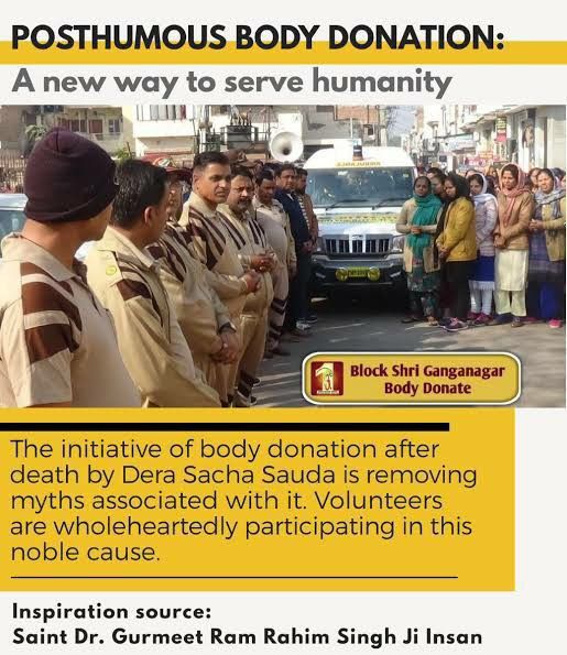 People who are part of Dera Sacha Sauda are agreeing to donate their bodies after they die, like Saint Dr. MSG Insan suggested, to assist doctors in research and to provide organs for those who need them.#LiveAfterDeath