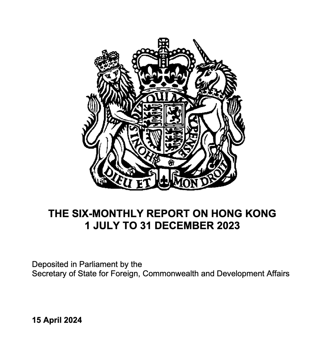 UK firstly alarmed the #Hongkong National Security Law and Article 23 legislation 'forging a negative trajectory' on economy and trade. assets.publishing.service.gov.uk/media/661cfed8…