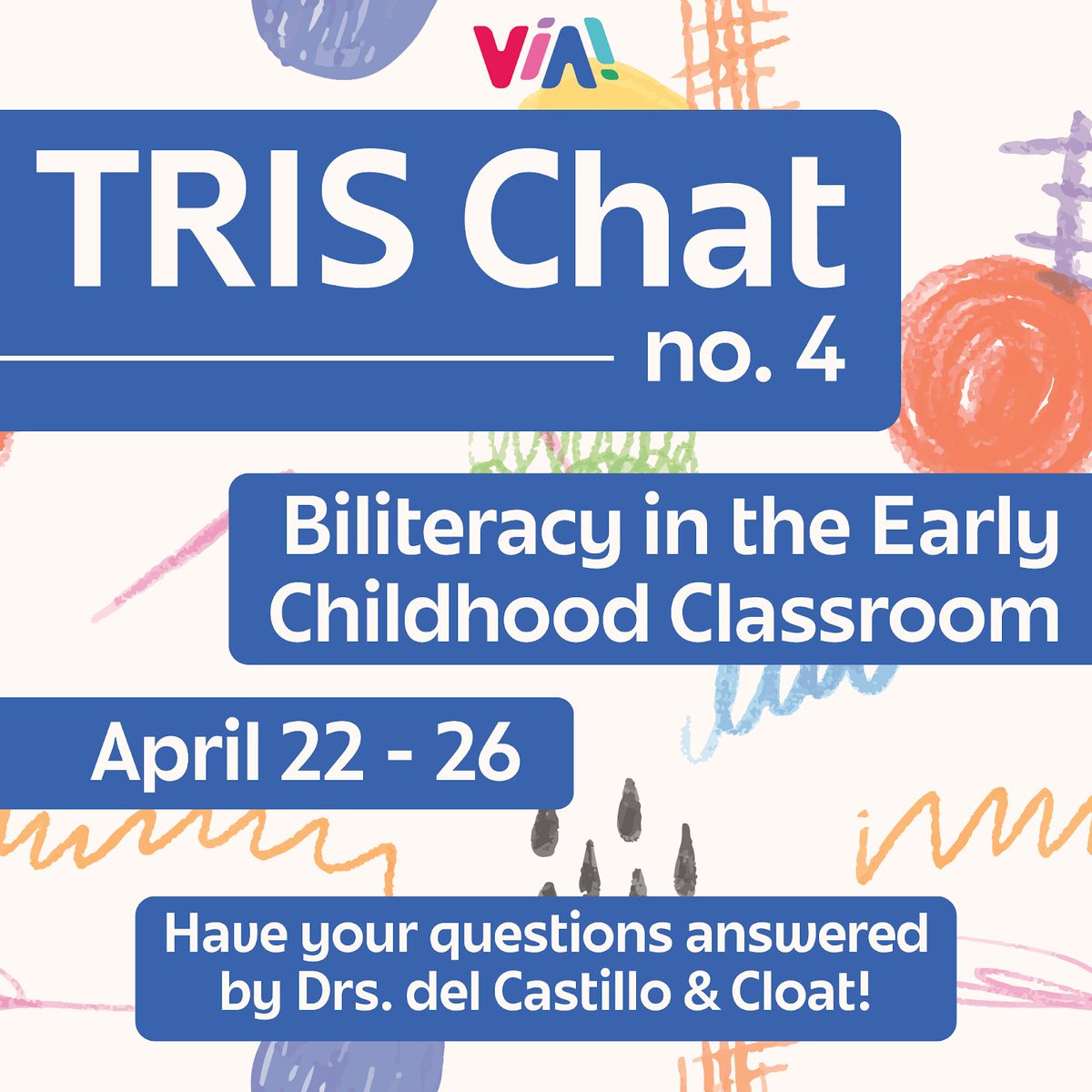 Join us April 22-26 for a TRISchat on Biliteracy in the Early Childhood Classroom. 👩🏽‍🏫

This is can’t-miss PD for anyone interested in Early Biliteracy Education! 🔡🎉

#TwitterChat #TRISChat #TRIS #Biliteracy #DualLanguage #DLI #bilingualteacher #bilingualkids #bilingualeducation