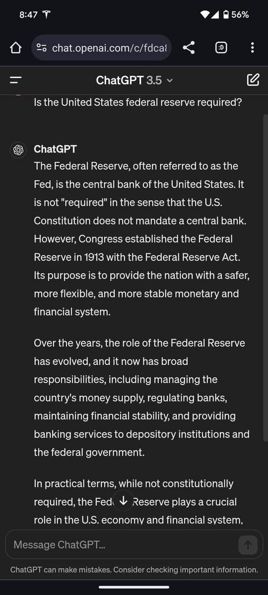 ChatGPT:  Is the Federal Reserve Required?