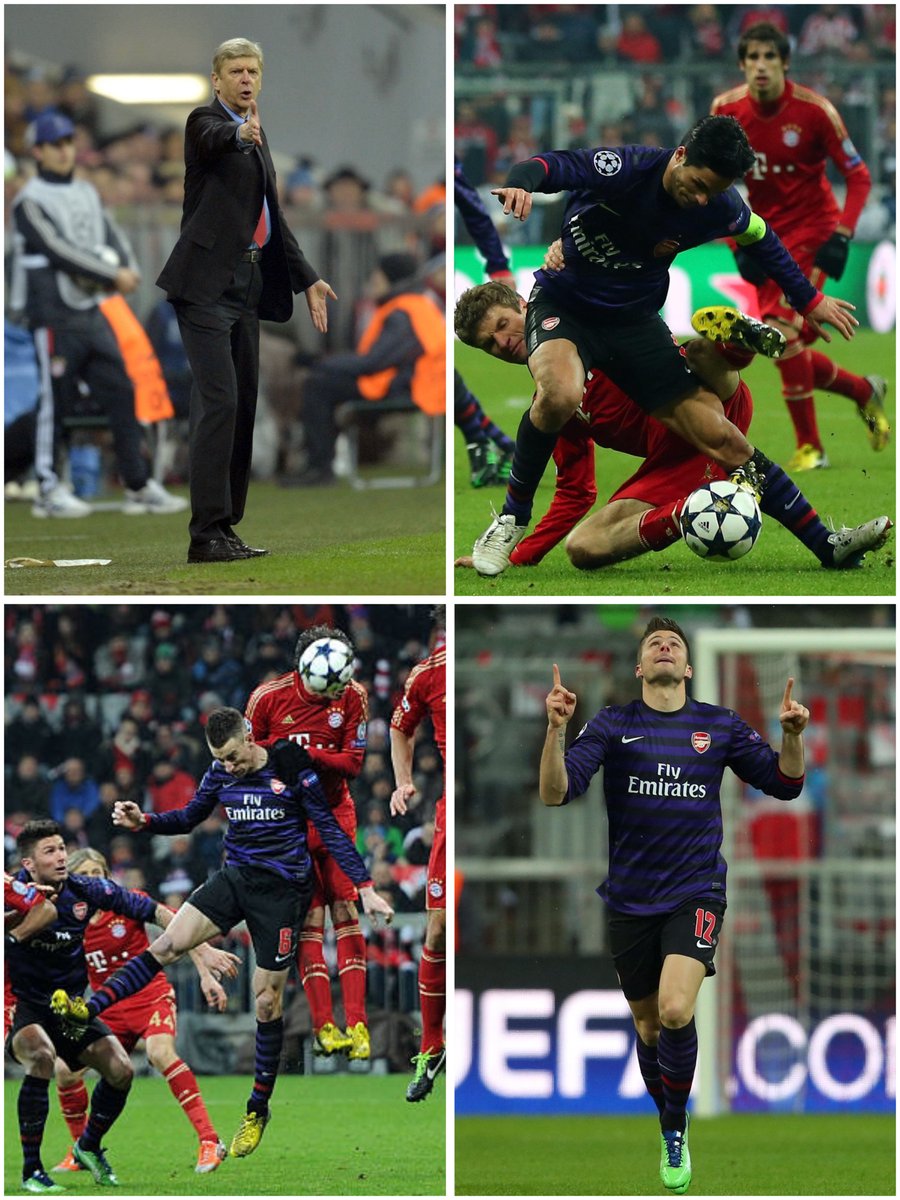 Bayern Munich 0-2 Arsenal (UCL, 2013) Olivier Giroud 3’ Laurent Koscielny 86’
