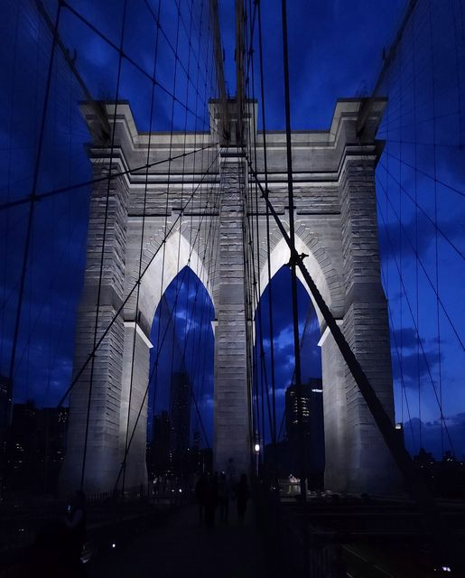 The new LED lights on the Brooklyn Bridge are showing off the landmark's original gray color.

It took four years and 300 million dollars to scrub clean every stone on the bridge to bring back it's true hue.  #brooklynbridge #bridges