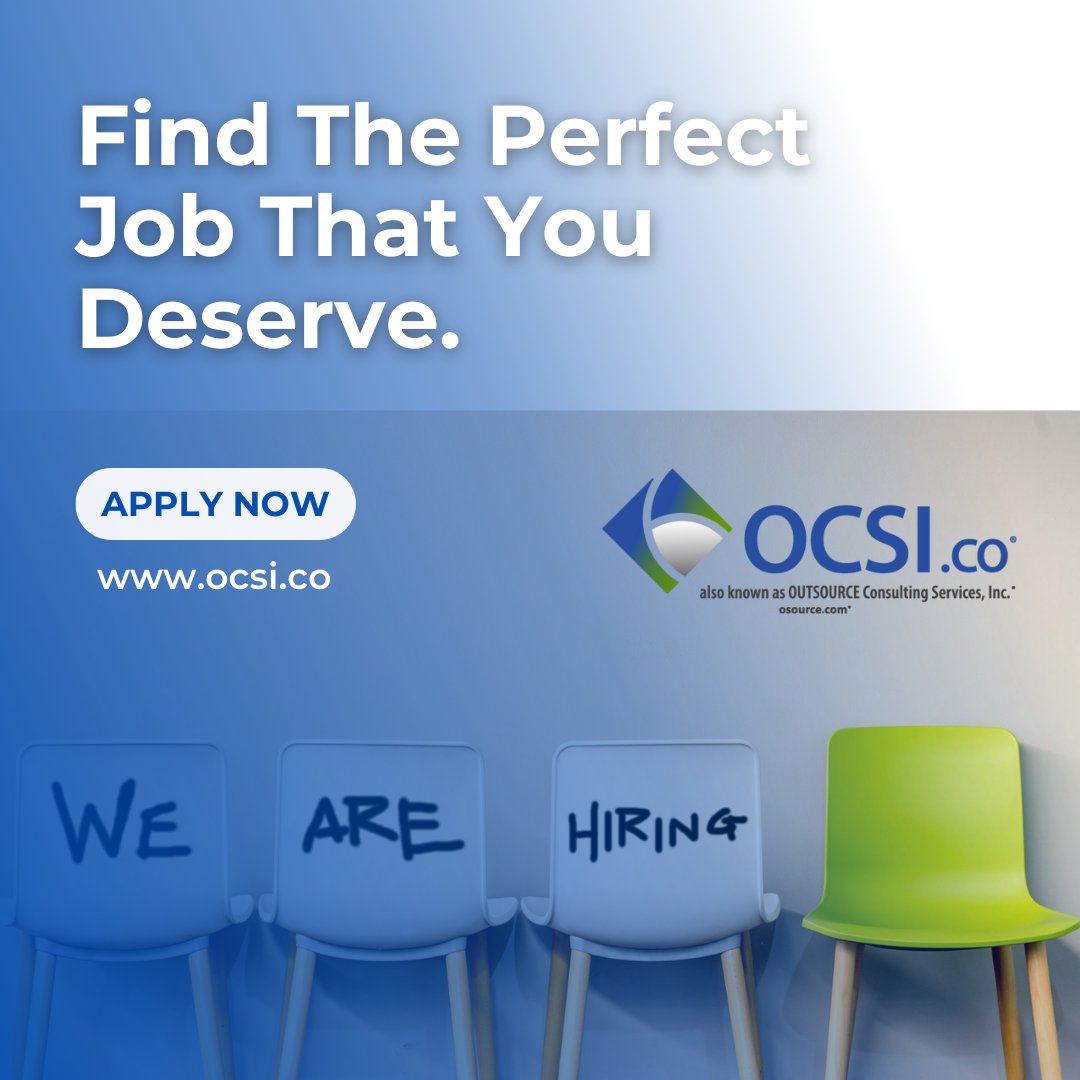 Explore diverse career opportunities across industries with OCSI.co. 

#OCSIcoJobs #JobSearch #Jobs #Hiring #BankingJobs #NuclearJobs #JobsinRail #EngineeringJobs #ITJobs #staffingagency #conciergestaffingservices #attheendofthedayitsallaboutthepeople