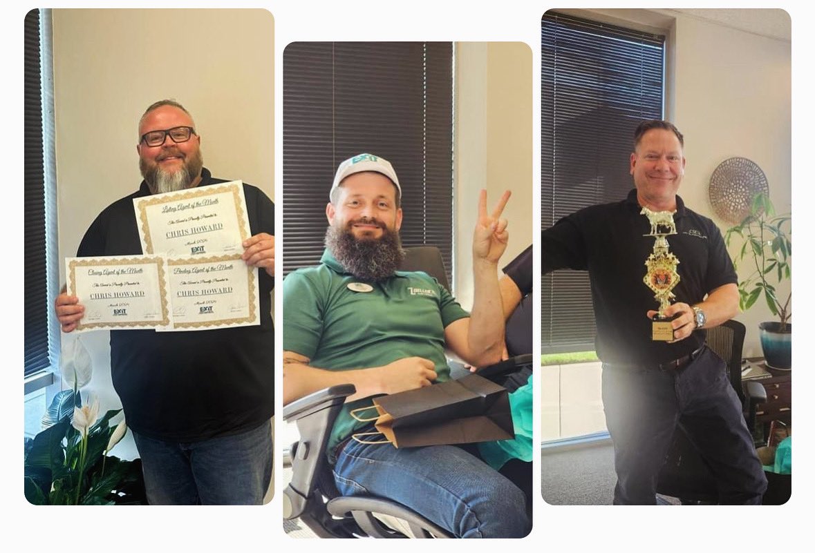 ExitGreenTeam's tweet photo. 👇Our 3 big winners!

1️⃣- Chris Howard with a hat trick for snagging “Buying”, “Pending” AND “Selling” Agent of the Month!!
2️⃣ - March Madness Office Contest - 3rd place winner - Josh LaRocco
3️⃣ - Grand Prize March Madness Winner, claiming the GOAT Trophy - Dan Woods! 

#congrats https://t.co/n7Pj13f4RJ