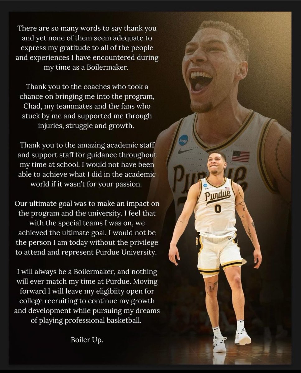 ZachVogt30's tweet photo. Mason Gillis officially announces that he will be leaving #Purdue, likely to test the NBA Draft waters, while retaining his college eligibility in the transfer portal: https://t.co/5A3THkdvsK