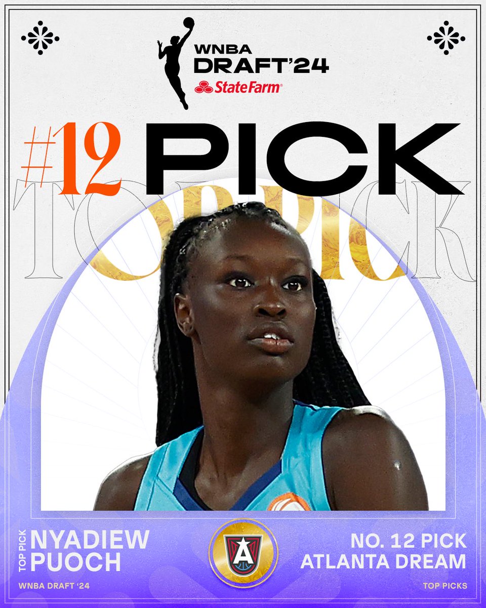 Check out picks 9-12 of the 2024 #WNBADraft presented by @StateFarm! No. 9 @DallasWings Carla Leite No. 10 @ConnecticutSun Leïla Lacan No. 11 @NyLiberty @MarqueshaDavis No. 12 @AtlantaDream Nyadiew Puoch