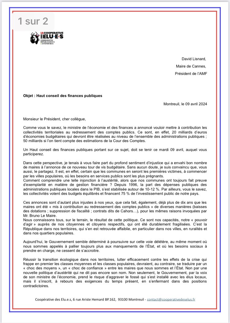 DavidQueiros38's tweet photo. Avec 3 élus maires, nous avons écrit au président de l’Association des maires de France, afin qu’il porte la voix des collectivités et que nous ne soyons pas une nouvelle fois les variables de la politique d’austérité du
Gouvernement. https://t.co/xNRAyRxBTS