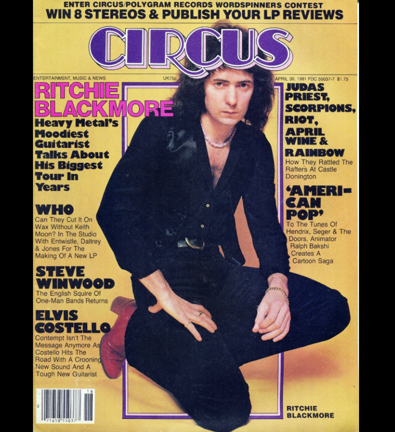 Happy Birthday to Ritchie Blackmore, Born on April 14, 1945. As a teenager reading Circus, I had always dreamed about having a studio portrait on the cover. Ritchie Blackmore was my first photo to get the full cover. #RitchieBlackmore Get my book thedecadethatrocked.com/shop/