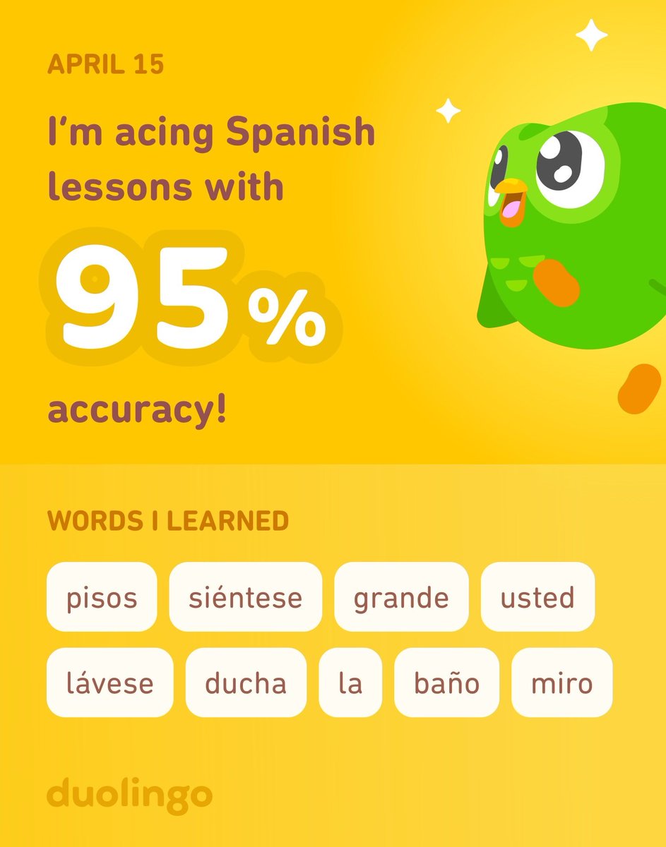 I’m learning Spanish on Duolingo! It’s free, fun, and effective.