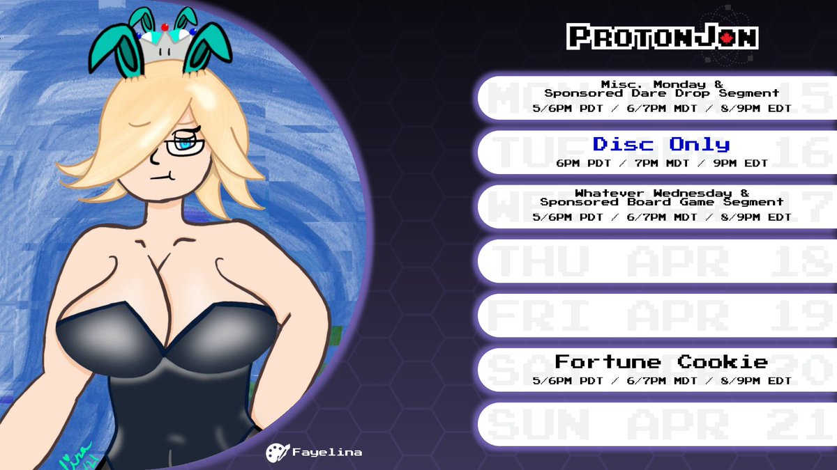 Schedule for the week!  Game clearing got bumped this week, Disc Only finally happens for April, and we've got a surprise sponsored segment on Wednesday for a board game???  See you around this week!