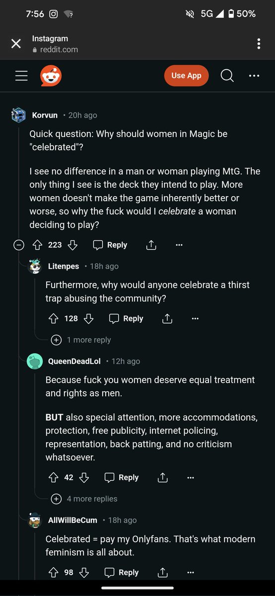 Imagine being so intimidated by a woman getting her flowers you have to cry to your other incels about it on reddit #mtgbooty strikes again