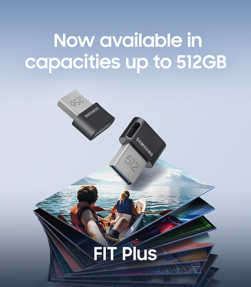 Now available in capacities up to 512GB, the BAR Plus and FIT Plus are ample enough to fit 170,000+ 4K images, up to 24 hours of 4K video, or enough songs to fill a month-long playlist. Learn more. smsng.co/SSD