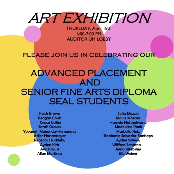 Please join us Thursday evening to support these talented student artists. @ricsprincipal @ArtsRiverwood @MsBurns_ @JukeboxEDU @MrsDumontArt @alexbatesedu @FultonCoSchools @ricscounseling @__MarySchmidt__ @FULTONARTS @RoughDraftATL @NorthsideNbr