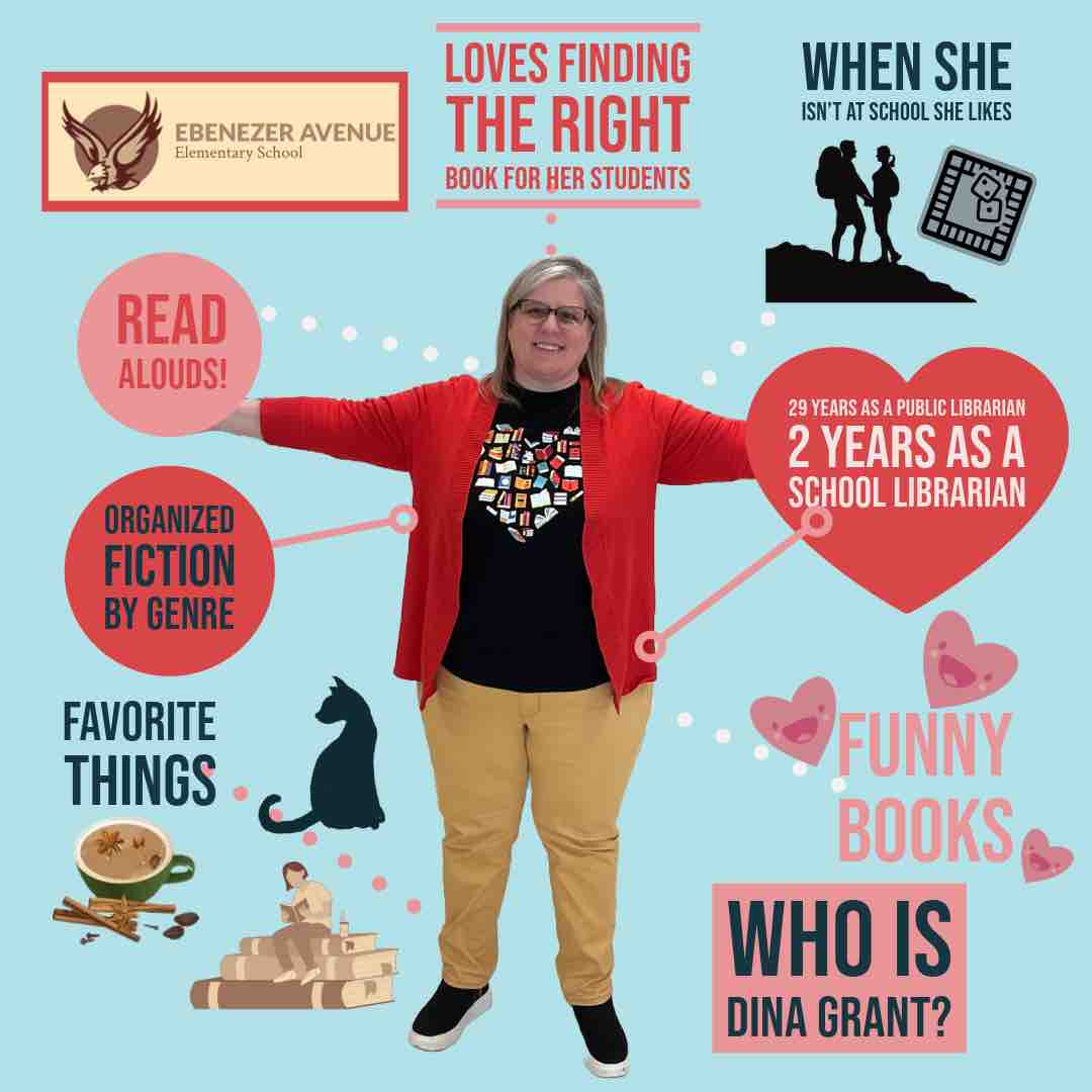 Dina Grant from Ebenezer Avenue Elementary is in the school librarian spotlight! She brings 29 years of expencience with public libraries to our district! 😲 Dina loves doing read-alouds, especially with 🤣📚! @ebenezer_avenue @RockHillSchools @SCASLNet @aasl #SchoolLibraryMonth