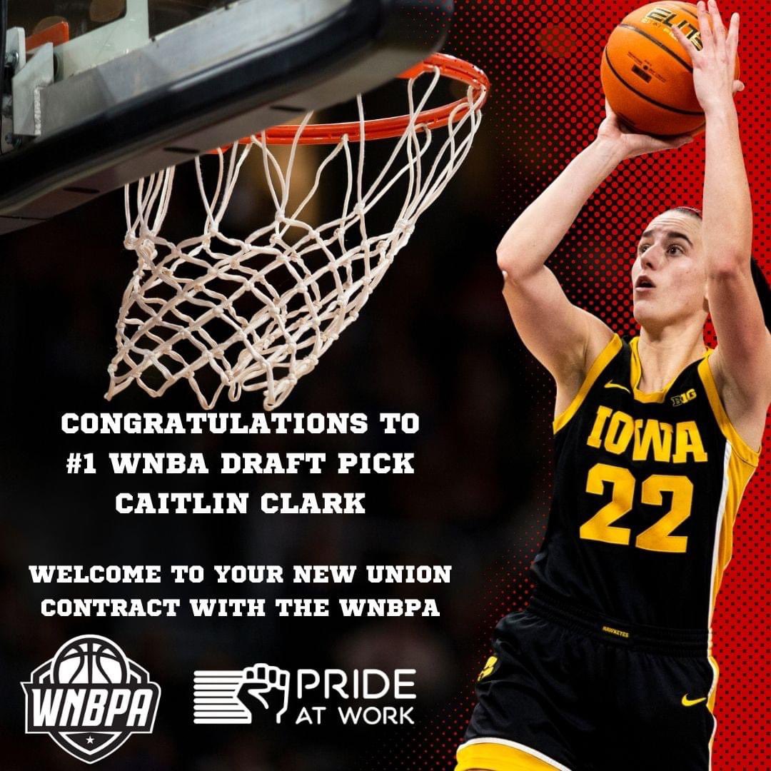 Newest accomplishment checked off by @CaitlinClark22? Union Member! Welcome to @TheWNBPA @AFLCIO #WNBADraft #CaitlinClark