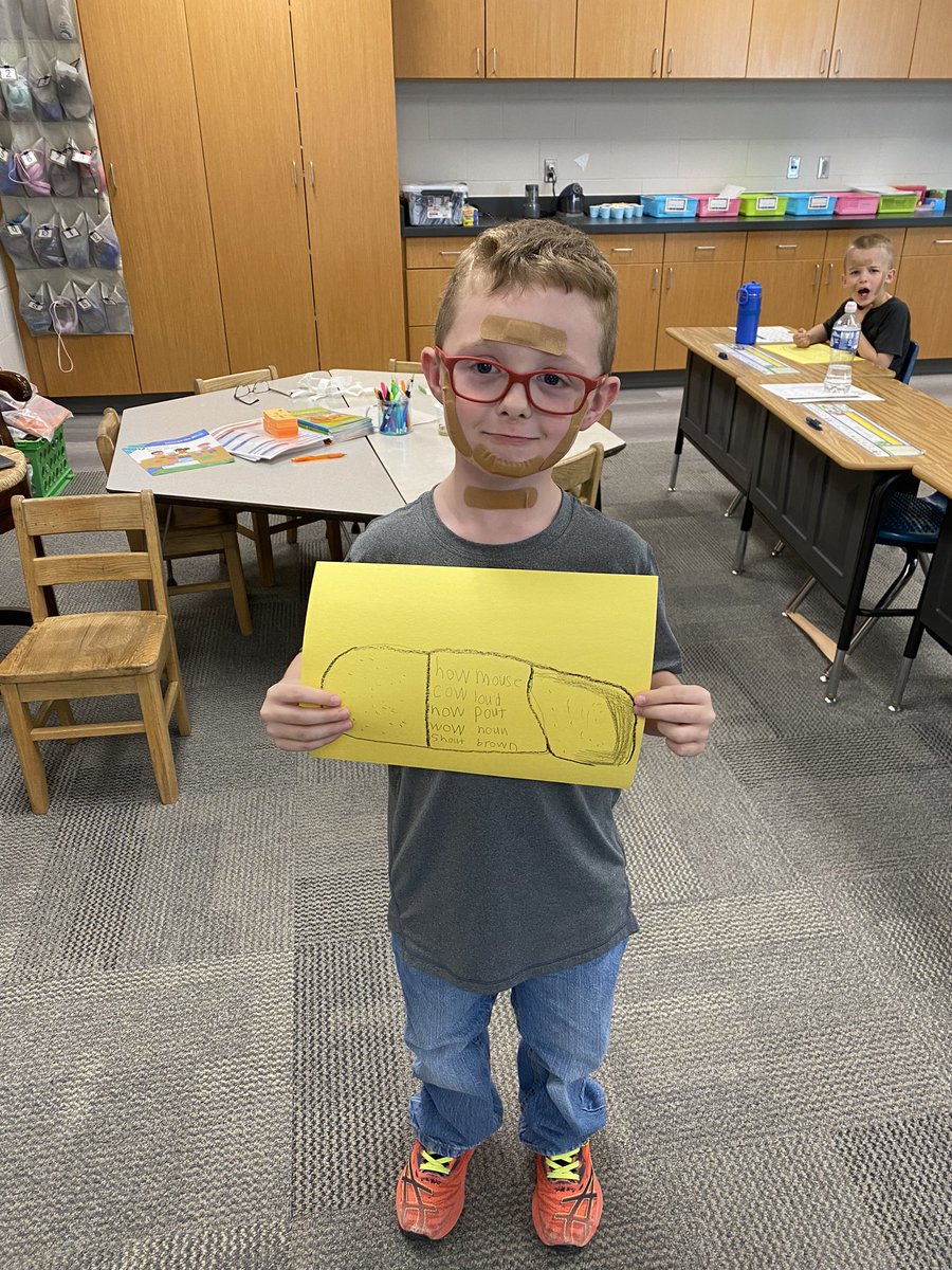 Bandaids to the rescue when practicing ou and ow this week! <a href="/ShellCreekVikes/">LCS Shell Creek Elementary</a>