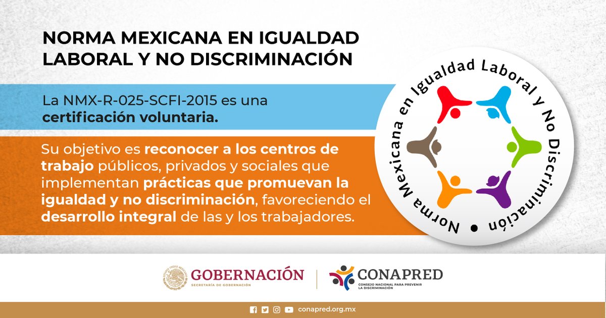 ¿Conoces la Norma Mexicana en Igualdad Laboral y No Discriminación? Te contamos más sobre esta herramienta para fomentar lugares de trabajo dignos para todas las personas. 📲bit.ly/3E5YUxp