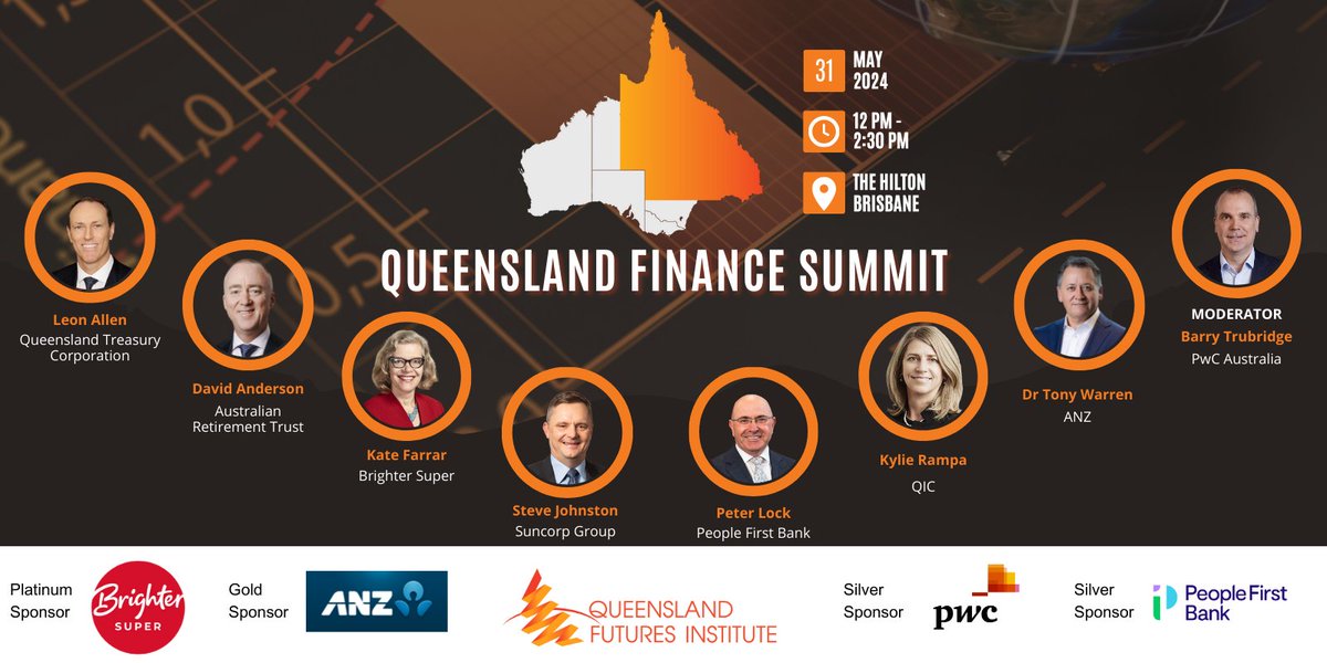 📈 Queensland Finance Summit: Driving Queensland's Future Growth 📈 We're pleased to invite you to an exclusive luncheon to hear from an outstanding panel of distinguished leaders from QLD's Financial Services. 🗓️ Friday 31st May 👉️ Register here: bit.ly/4aNciDW