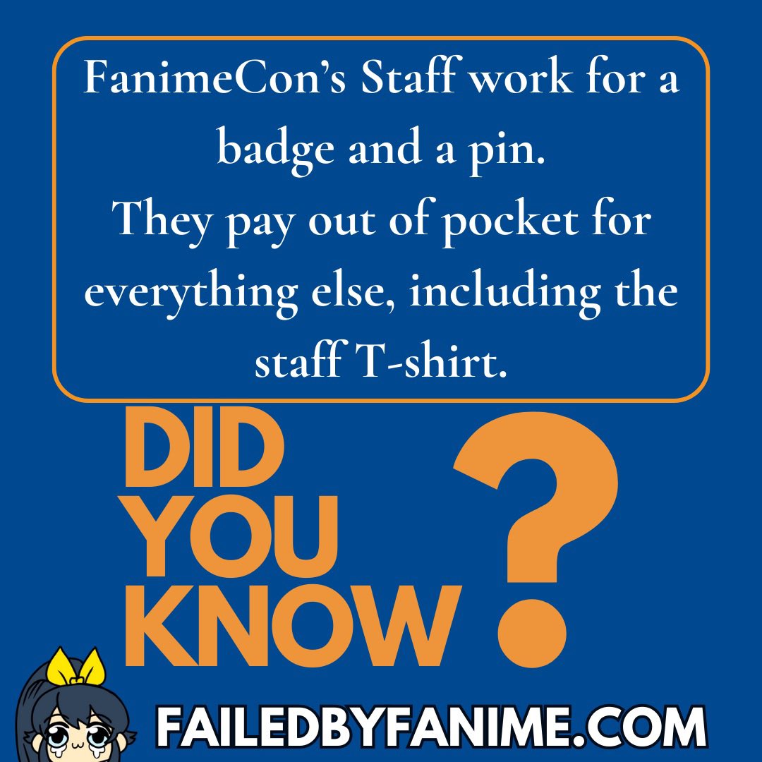 failedbyfanime's tweet photo. Fanime continues to take advantage of their volunteers & have not kept their volunteer perks in line with other conventions of similar size.
Sign our petition to tell Fanime to compensate their volunteers fairly!
https://t.co/r9vDdosePA https://t.co/9G5UjkZd8F