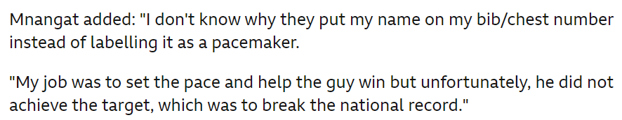 A few additional thoughts on this. One of the Kenyan runners, Willy Mnangat, told SCMP he let He Jie win 'because he is my friend', but then told BBC he was a pacemaker - which is it? More significantly, why is he being left to explain things, not the organizers?