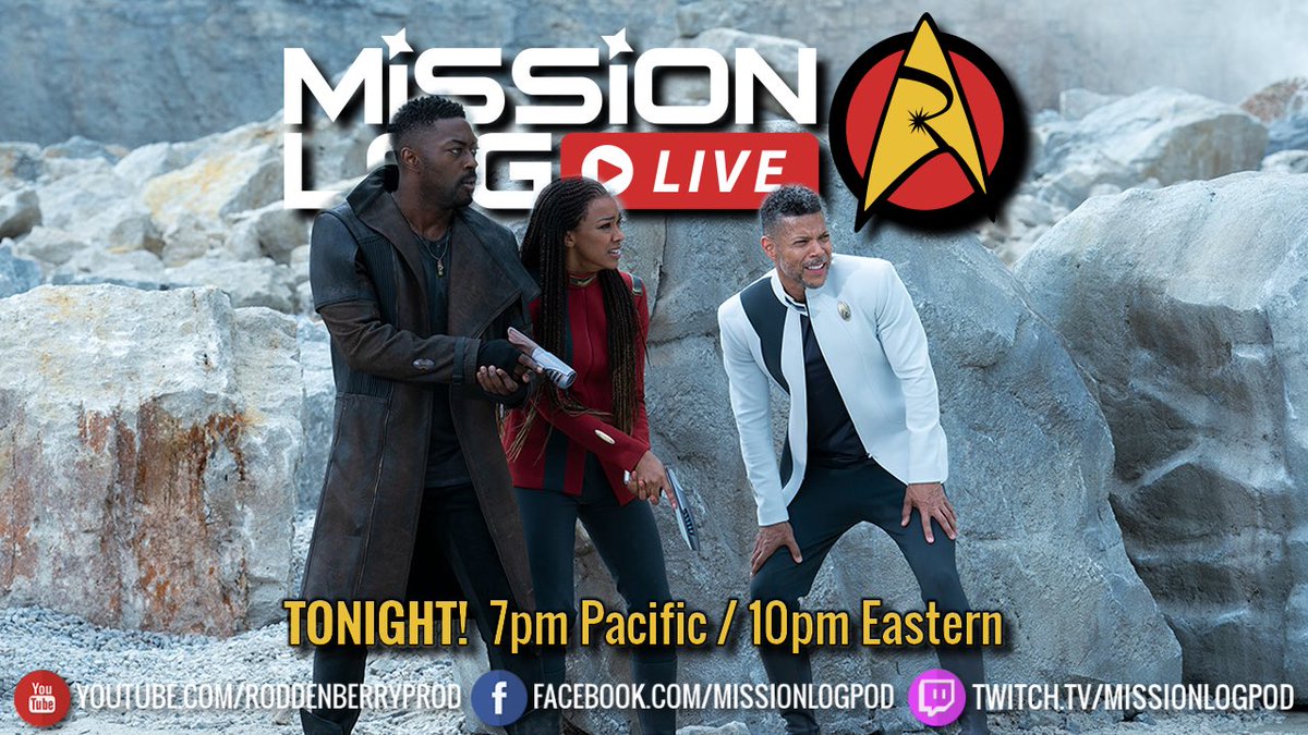 We’re less than an hour from tonight’s LIVE show discussing #StarTrekDiscovery “Jinaal” with YOUR comments and questions! 7pm Pacific/10pm Eastern youtube.com/roddenberryprod and facebook.com/missionlogpod