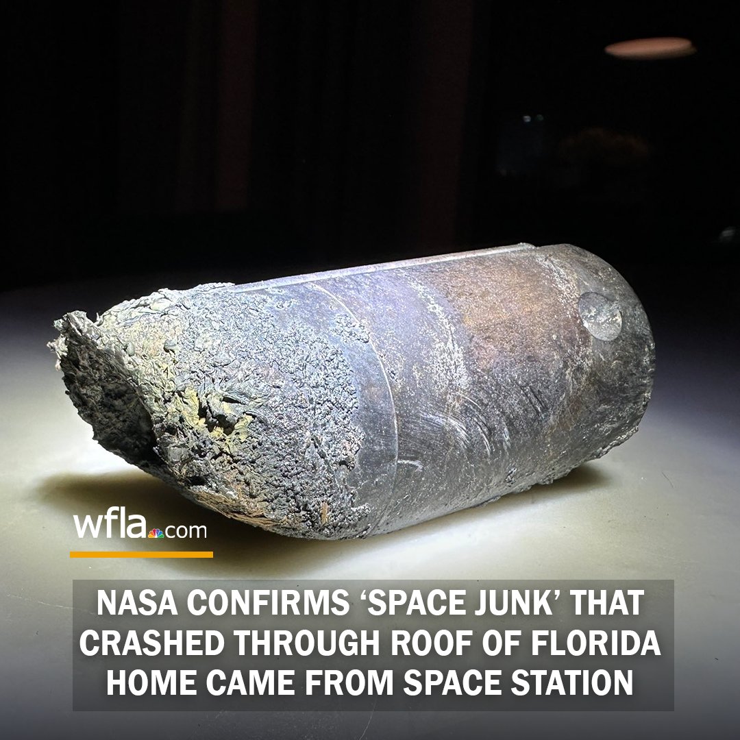 NASA confirmed Monday that a mystery object that crashed through the roof of a Florida home last month was a chunk of space junk from equipment discarded at the International Space Station. READ MORE: 8.wfla.com/43YK5aO