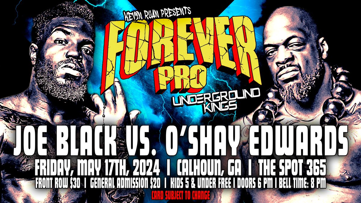 My X Account was being weird the other day. So I couldn’t make the announcement here but HERE IT IS. FRIDAY MAY 17 @Forever_ProW BATTLE OF THE KAIJUS @BlackCloudJB vs @BigBadKaiju Get tickets now at the link below👇🏻 freshtix.com/events/forever…