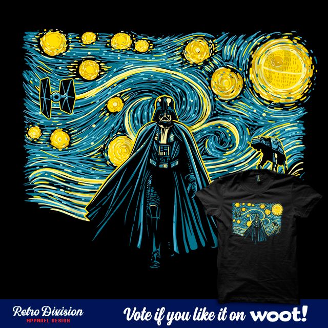 DivisionRetro's tweet photo. Starry Empire is my #design for @woot 's #order66 #derby. If you #like it and want to #help me a lot, please vote it here: https://t.co/5Zigy98uGG
#Thanks, you are #awesome. #Maytheforce be with you!
#woot #shirt #tshirt #camiseta #mayth4th #starrynight #vangogh #impasto https://t.co/XPtnw6x5wE