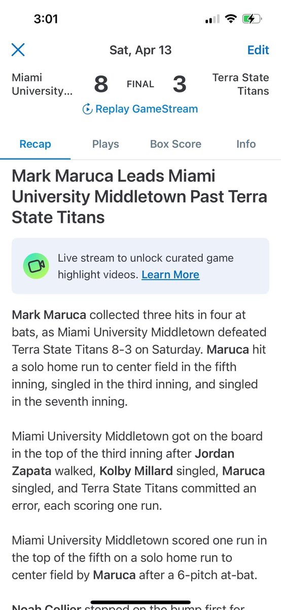 <a href="/MarkMaruca2/">Mark Maruca</a> keep killin it son!